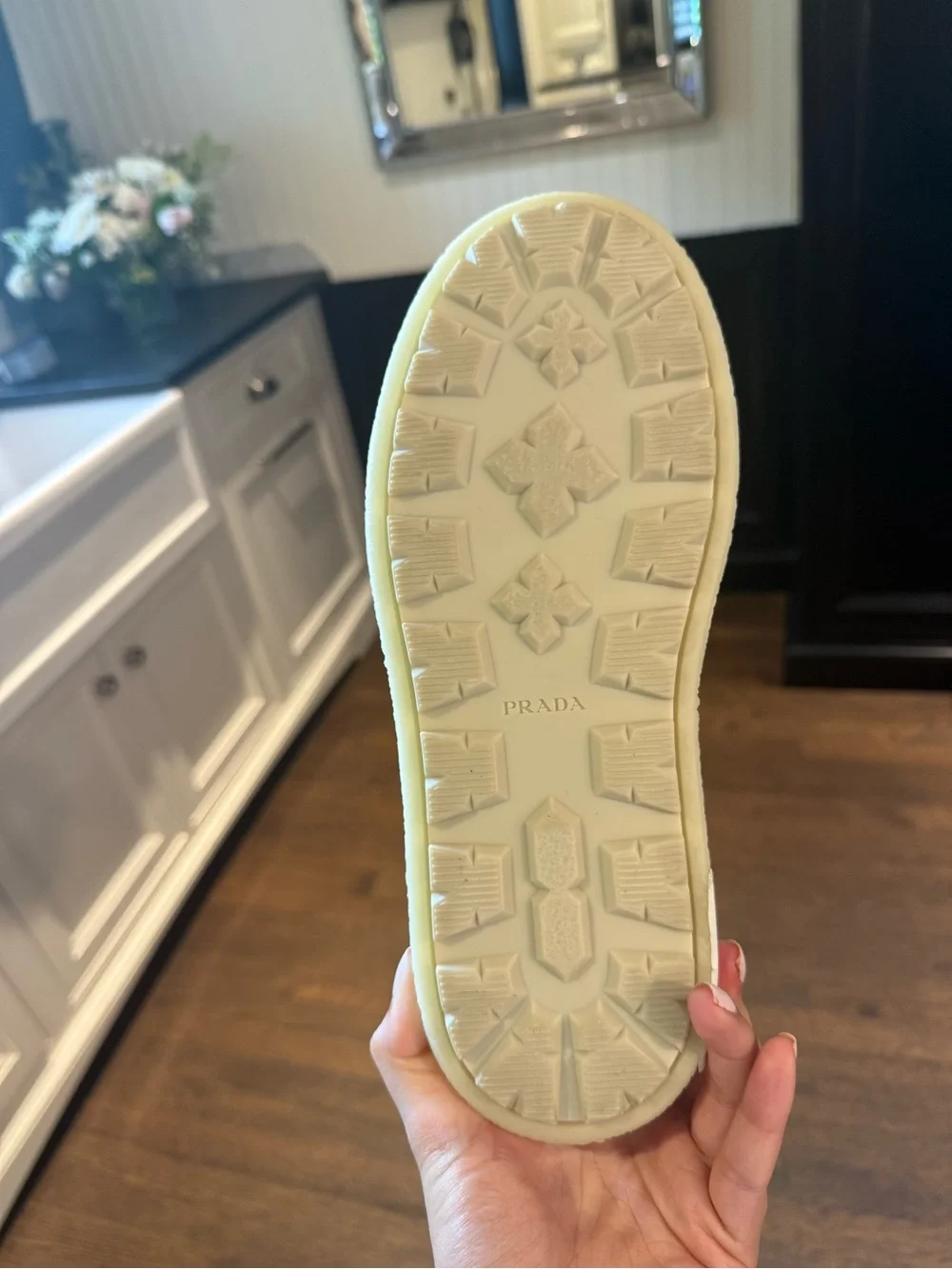 BRAND NEW Prada Tan Suede Shearling-Trim Platform Ankle Boots